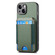 iPhone 12 Pro Carbon Fiber Vertical Flip Wallet Stand Phone Case - Green