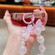 iPhone 12 Pro Dual-Love Feather Gradient Glitter Bracelets Magsafe TPU Phone Case - Pink