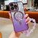 iPhone 12 Pro Dual-Love Feather Gradient Glitter Bracelets Magsafe TPU Phone Case - Purple