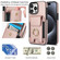 iPhone 12 Pro Elastic Card Bag Ring Holder Phone Case - Rose Gold