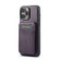 iPhone 12 Pro Fierre Shann Cowhide Vertical Flip Magnetic Card Holder Phone Case - Purple