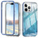 iPhone 12 Pro IMD Gradient Feather PC Hybrid TPU Phone Case - Blue