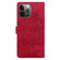 iPhone 12 Pro Lace Floral Embossed Magnetic Buckle PU Phone Case With Wrist Strap - Red