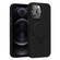 iPhone 12 Pro Liquid Silicone MagSafe Metal Ring Holder Phone Case - Black