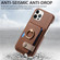 iPhone 12 Pro Litchi Leather Oil Edge Ring Card Back Phone Case - Brown