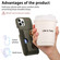 iPhone 12 Pro Litchi Leather Oil Edge Ring Card Back Phone Case - Green