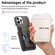 iPhone 12 Pro Litchi Leather Oil Edge Ring Card Back Phone Case - Grey