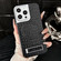iPhone 12 Pro Pebble Pattern PU MagSafe Phone Case with Holder - Black