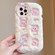 iPhone 12 Pro Plush Embroidery Full Coverage Phone Case - White + Pink Pig