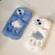 iPhone 12 Pro Plush Embroidery Full Coverage Phone Case - White + Pink Pig