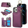 iPhone 12 Pro RFlD Anti-theft Double Buckle Ring Zipper Card Phone Case - Dark Purple