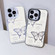 iPhone 12 Pro Silver Painting PC Hybrid TPU Phone Case - Hollow Butterfly White