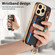 iPhone 12 Pro Stereoscopic Flowers Wristband Card Bag Phone Case - Black