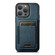 iPhone 12 Pro Suteni H17 Oil Eax Leather MagSafe Detachable Wallet Phone Case - Blue