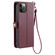 iPhone 12 Pro Wallet Multi-card Slot Leather Phone Case with Lanyard - Wine Red