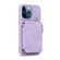 iPhone 12 Pro Zipper Card Bag Back Cover Phone Case - Purple
