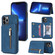 iPhone 12 Pro Zipper Card Holder Phone Case - Blue