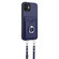 iPhone 12 R20 Crossbody Rope Ring Card Holder Phone Case - Blue