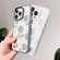 iPhone 12 Silver Painting PC Hybrid TPU Phone Case - Hollow Rose White