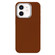 iPhone 12 Skin Feel Fine Leather Texture Metal Lens Frame MagSafe Phone Case - Yellow