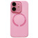 iPhone 12 Small Window Acrylic Glass Lens MagSafe Silicone Phone Case - Rose Pink