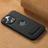 iPhone 12 Suteni G2 Magsafe Litchi Texture Leather Back Phone Case with Holder - Black
