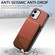 iPhone 12 Twill Fabric Leather Vertical Flip RFID Card Bag Phone Case - Brown