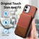 iPhone 12 Twill Fabric Leather Vertical Flip RFID Card Bag Phone Case - Brown