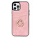 iPhone 12 Vintage Patch Leather Phone Case with Ring Holder - Pink