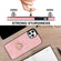 iPhone 12 Vintage Patch Leather Phone Case with Ring Holder - Pink