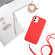iPhone 12 Wheat MagSafe Magnetic Straw Material + TPU Phone Case with Lanyard - Red