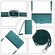 iPhone 12/12 Pro Cat Rat Embossed Pattern RFID Leather Phone Case with Lanyard - Peacock Green
