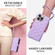 iPhone 12/12 Pro Crossbody Rhombic Zipper Tower Buckle Leather Phone Case with Lanyard - Purple