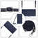 iPhone 12 mini Cat Rat Embossed Pattern RFID Leather Phone Case with Lanyard - Blue
