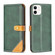 iPhone 12 mini Color Matching Double Sewing Thread Leather Case - Green