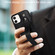 iPhone 12 mini Crazy Horse Texture Shockproof TPU + PU Leather Case with Card Slot & Wrist Strap Holder - Black