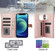 iPhone 12 mini Crossbody Multifunction Rhombic Leather Phone Case - Rose Gold