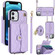 iPhone 12 mini Crossbody Rhombic Horizontal Wallet Leather Phone Case - Purple