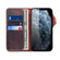 iPhone 12 mini Denior Oil Wax Cowhide Magnetic Button Genuine Leather Case - Dark Red