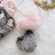 iPhone 12 mini Gold Diamond Flower Decorated Plush Silicone Phone Case with Pendant - Pink