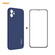 iPhone 12 mini Hat-Prince ENKAY ENK-PC0672 Liquid Silicone Straight Edge Shockproof Case + 0.26mm 9H 2.5D Full Glue Tempered Glass Film - Dark Blue