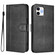 iPhone 12 mini Line Splicing Buckle Retro Leather Phone Case - Black