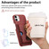iPhone 12 mini Litchi Leather Oil Edge Ring Card Back Phone Case - Red