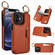iPhone 12 mini Litchi Texture Zipper Double Buckle Card Bag Phone Case - Brown