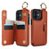 iPhone 12 mini Litchi Texture Zipper Double Buckle Card Bag Phone Case - Brown
