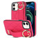 iPhone 12 mini Non-slip Full Coverage Ring PU Phone Case with Wristband - Rose Red