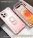 iPhone 12 mini PC + Rubber 3-layers Shockproof Protective Case with Rotating Holder - Rose Gold