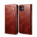 iPhone 12 mini Simple Wax Crazy Horse Texture Horizontal Flip Leather Case with Card Slots & Wallet - Brown