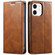 iPhone 12 mini Suteni J02 Oil Wax Wallet Leather Phone Case - Brown