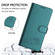 iPhone 11 Pro Max Cat Rat Embossed Pattern RFID PU Phone Case with Wrist Strap - Peacock Green